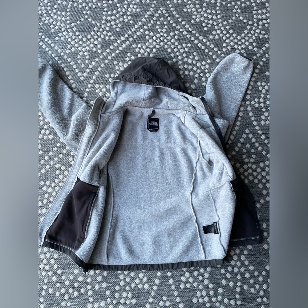 The North Face Hooded Polartec Fleece Jacket Coat Womens SMALL Grey Gray - Picture 14 of 16